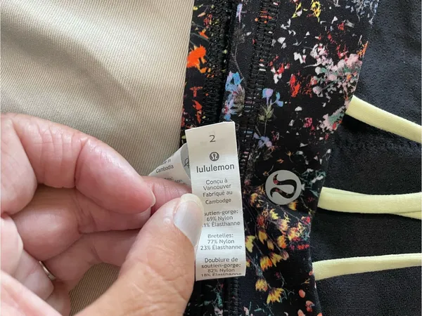 lululemon athletica high neck free to be Sports Bra with Pale Yellow straps - Image 4
