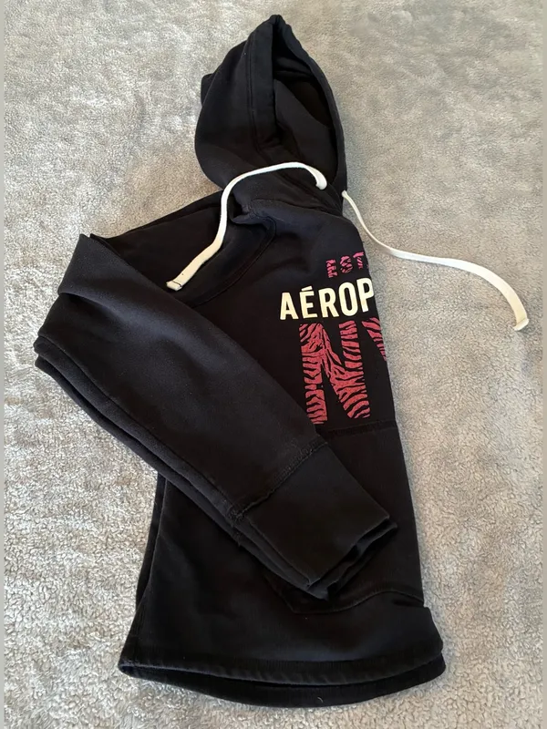 Women’s Aeropostale Black Hoodie with Pink NYC Logo Size Large - Image 5