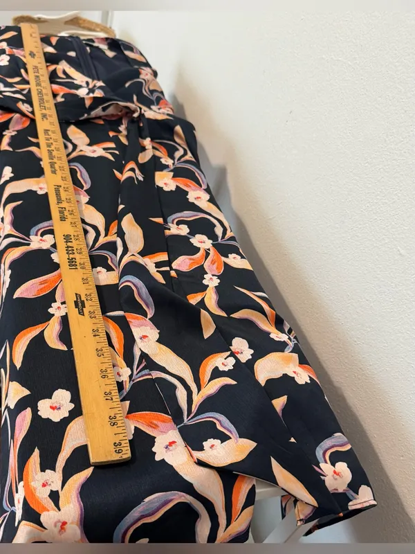 SACHIN & BABI Casey Navy Floral-Print Flared Dress Midi Puff Sleeves ASO Sz 4 - Image 3