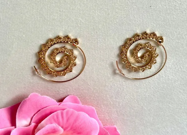 Spiral Hoop Earrings (207) Gold - Image 4