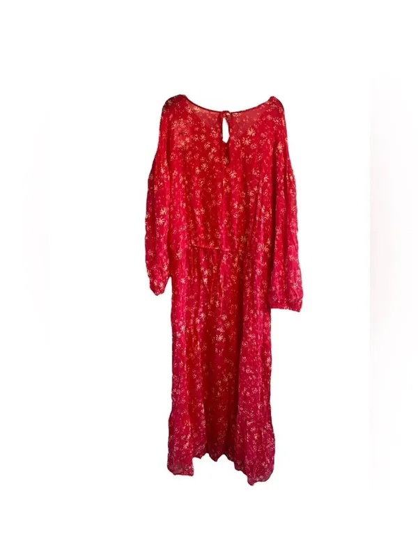 Free People Wallflower Midi Dress Raspberry Pink Floral Tiered Small‎ NWT - Image 5