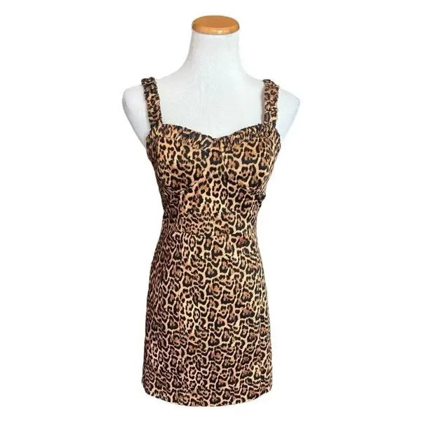Womens Zara Gorgeous Sleeveless Animal Print Bodycon Corset Style Dress - Sz M - Image 3