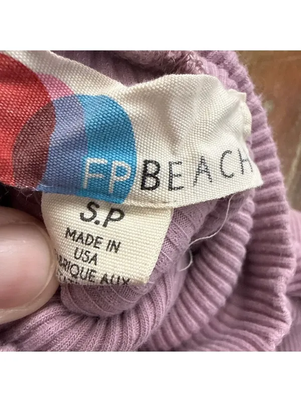 Free People FP Beach Bonfire Ribbed Mini Dress Lilac S - Image 5