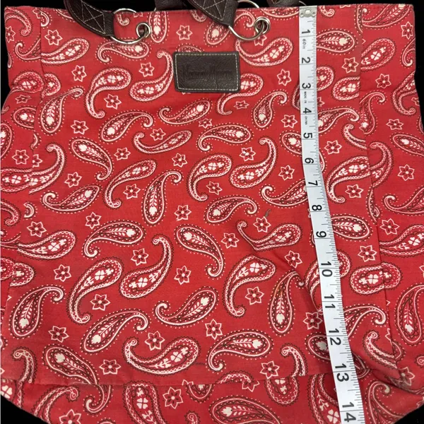 Neiman Marcus Red Paisley Tote Bag - Image 3
