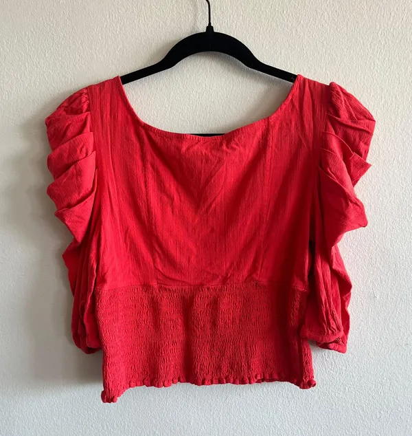 Free People Red Ruffled Blouse - Image 2