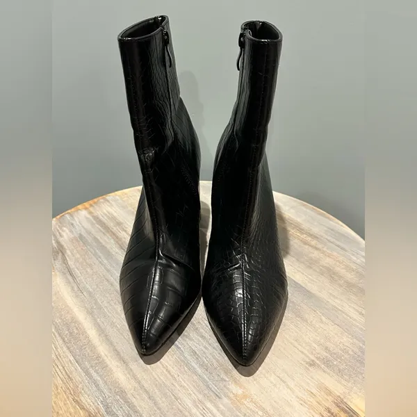 Nasty Gal Croc Embossed Block Heel Meadow 2 Ankle Boots Size 8 - Image 7