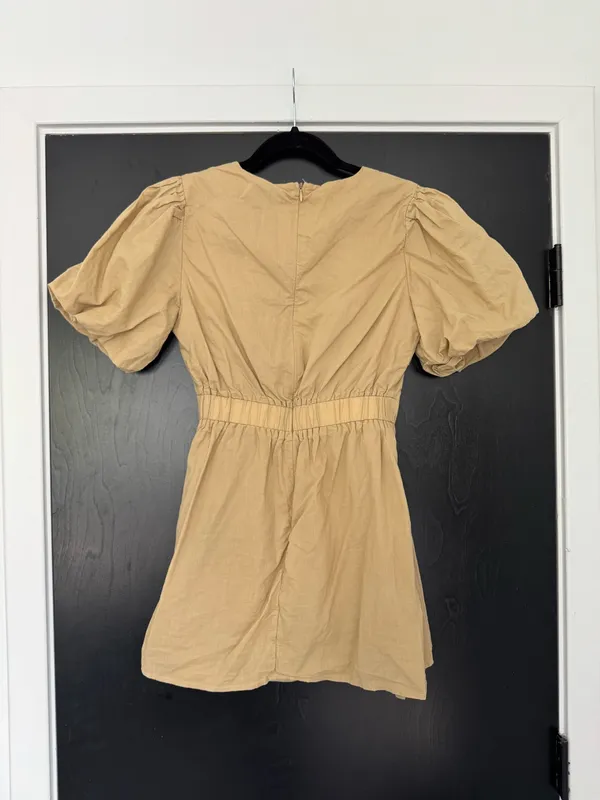 Strut & Bolt Tan-ish puffy sleeve formal mini dress - Image 2