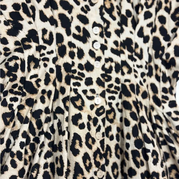 Exquise Anthropologie Cotton Blend Relaxed Leopard Tobie Shirt Dress Sz XS. P-46 - Image 7