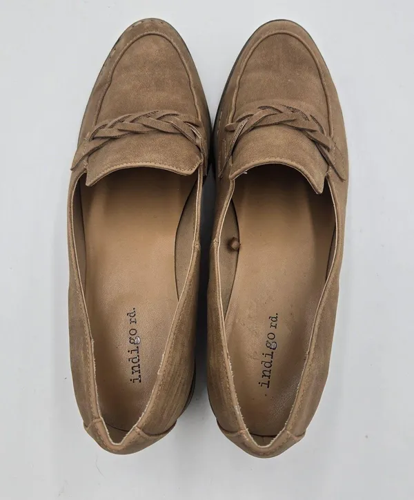 Indigo Rd. Raven Loafers Women's Size 8.5 M Tan Brown Braided Faux Suede Vintage - Image 8