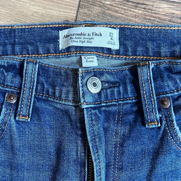 Abercrombie & Fitch Ankle Straight Ultra High Rise Curve Love Distressed 27 4 S - Image 2
