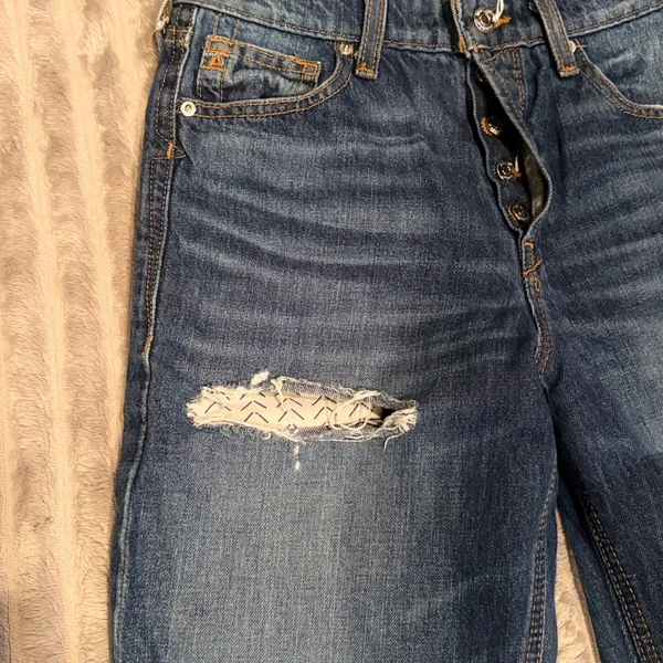 Ariat Real Denim High Rise‎ Straight Leg Distressed Patchwork Jeans Blue 25R - Image 4
