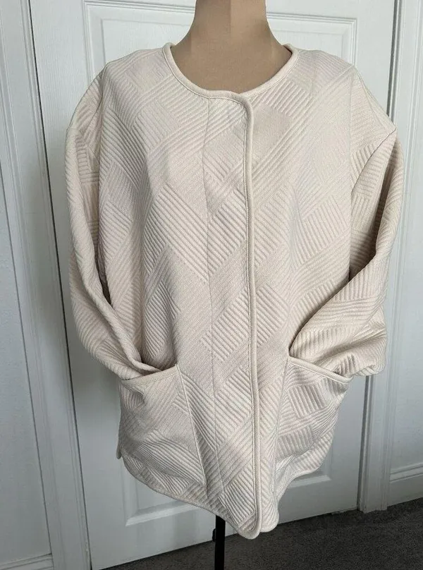 Sanctuary Anthropology Textured Knit Snap Close Shacket Jacket Cream Size S - Image 5