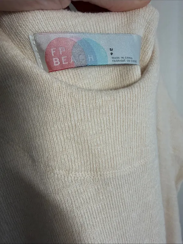 Free People Beach Scoop Neck‎ Ribbed Cream Be Happy Pinafore Dress Small - Image 5
