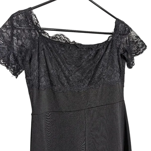 Black Lace Up Dress Off-Shoulder Grommet M Dark Romantic Whimsigoth Witchy‎ Sexy - Image 7
