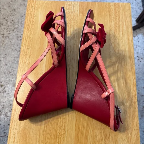 L.K. Bennett red heel red bow with sling back strap 9.5 Pink - Image 5