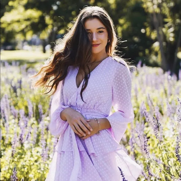 ✨HP✨Plunging Neck Double Layer Hem Swiss Dot Dress✨ - Image 2