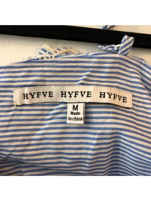 Hyfve Blue & White Striped Summer Romper Embroidered Floral Eyelet Size M - Image 3