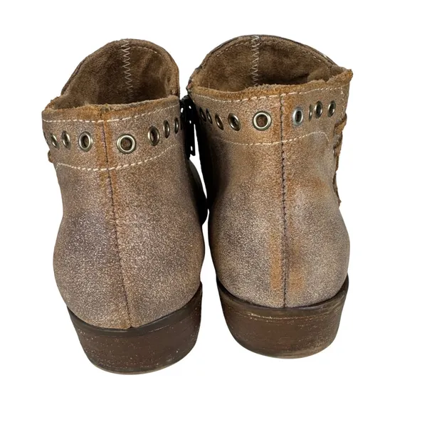 Minnetonka Brenna Womens Distressed Brown Leather Side Lace Zip Ankle Boots 9.5 - Image 2