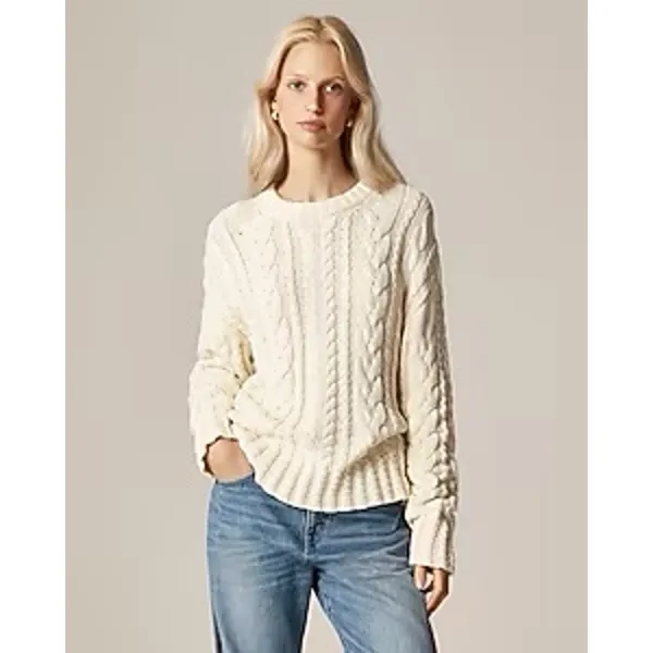 NWT J. Crew Cable-knit Crewneck Sweater Cream Heritage Warm Comfy Women’s Size M - Image 3