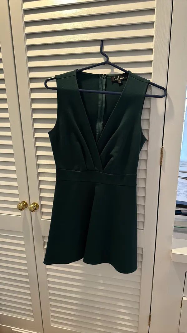 Lulus The Simple Things Forest Green Skater Dress - Image 4