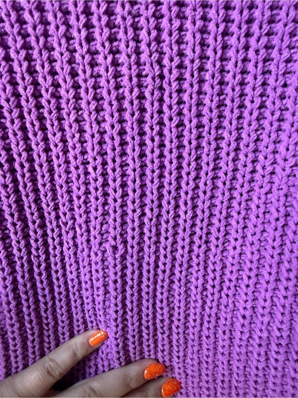 Aerie Purple Chunky Knit Oversized Turtleneck Sweater Women’s Large - Image 2