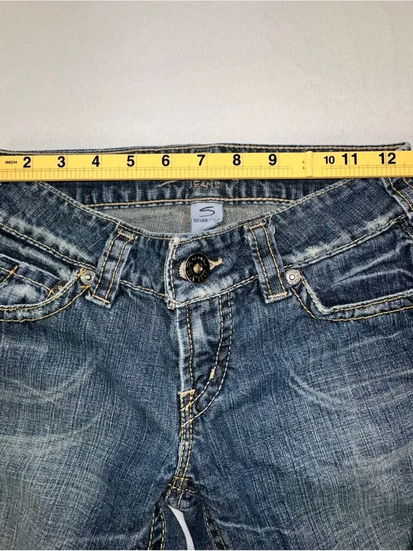 Silver Jeans Women's Distressed Bootcut Blue Denim Jeans Raw Hem Size 26 - Image 8