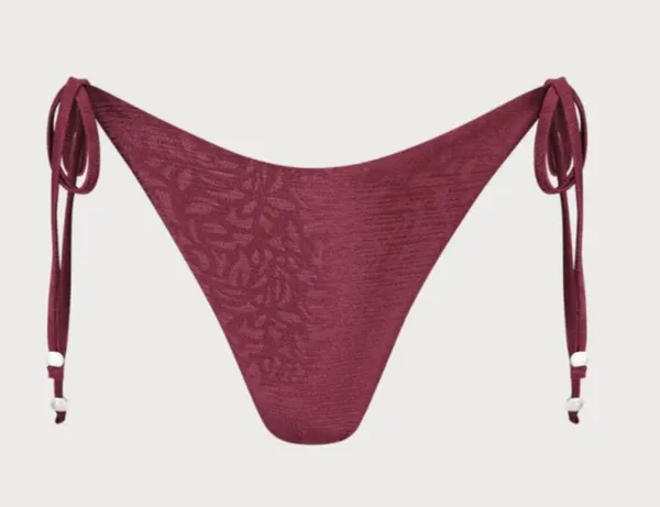 BERLOOK Burgundy Floral Tie Bikini Bottom ONLY 41 Red - Image 7