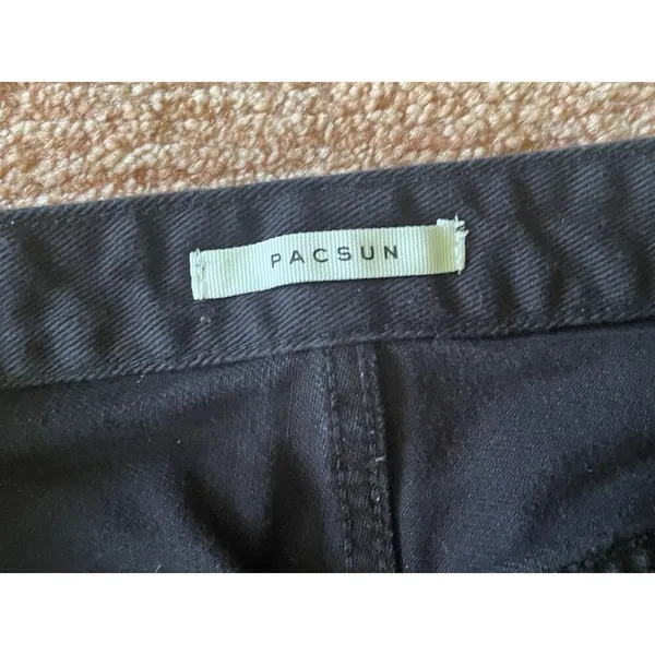 PacSun 90s BF Women’s Carpenter Pants Black Psychedelic Embroidered Y2K Size 26 - Image 2