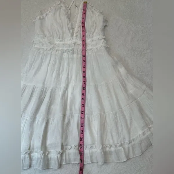 Aakaa White Ruffled Tiered adjustable Spaghetti’s Straps Mini Dress Size M - Image 3