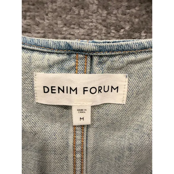 Denim Forum Women Vest M Blue Light Wash Cotton Cropped Button Front 110091 - Image 4