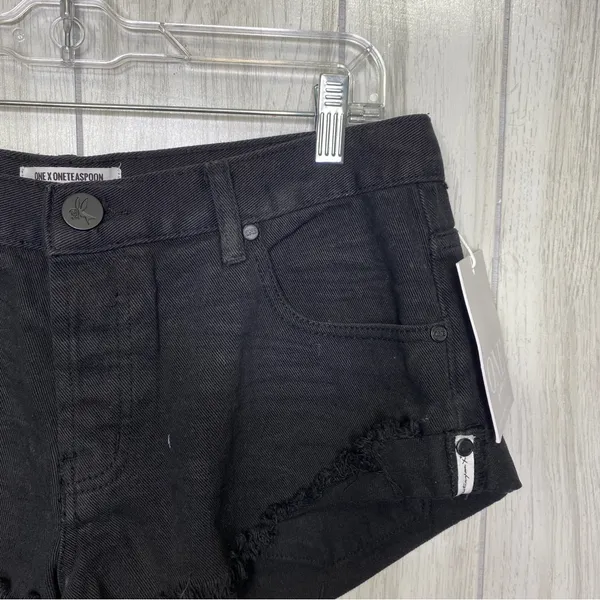 NEW One Teaspoon Bandits Relaxed Fit Twisted Cuff Hem Shorts Black Panther 29 - Image 5