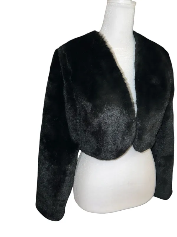 Allegra k Black Faux Fur Bolero Jacket - Image 4