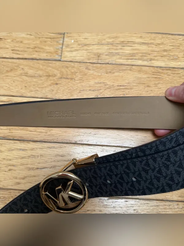 Michael Kors Monogram Black Belt with Gold Logo Buckle - Image 3