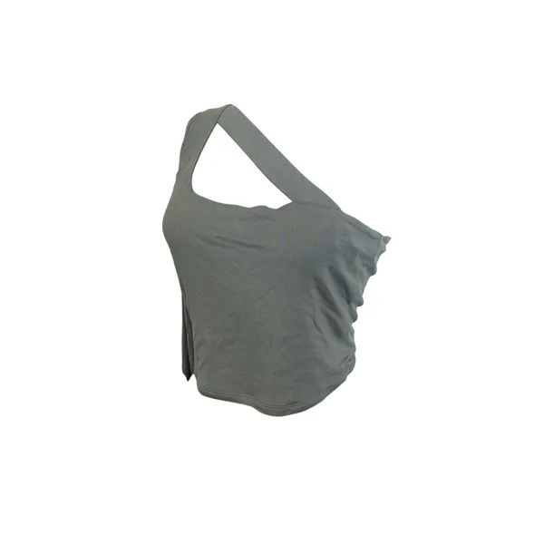 GARAGE Chinois Green Cutout One‎ Shoulder Long Sleeve Crop Top Shirt M - Image 4