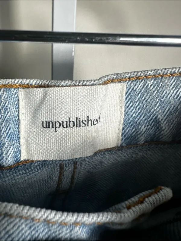 J176. NWT Unpublished Jolene Cargo Jeans Echo Park Light Wash High Rise Wide Leg - Image 2