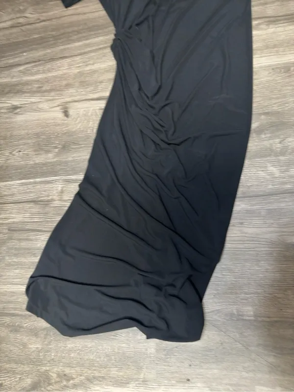 ZARA Black Draped Side Knot Midi Dress Size L - Image 4