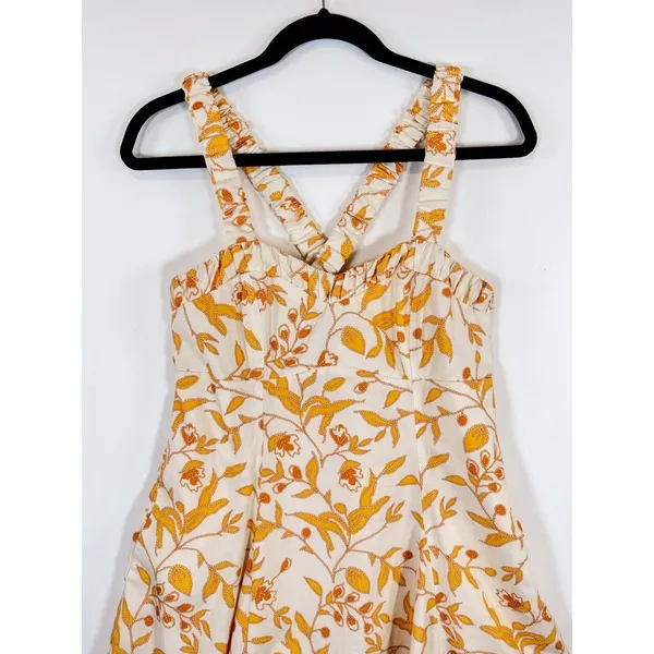 Anthropologie Maeve Dress Yellow Sweetheart Mini Floral Tank Smocked Boho XS - Image 6