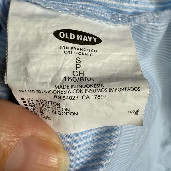 5/$35 ‎ Old Navy Womens Shirt Sz S The Boyfriend Blue White Pinstripe Dress - Image 9