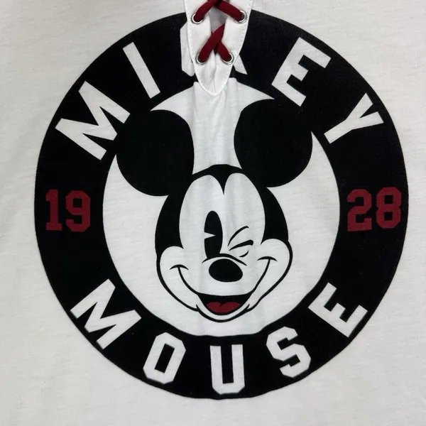 Disney Shirt Size 2XL Mickey Mouse Baseball Tie Front Winky Face - Image 3