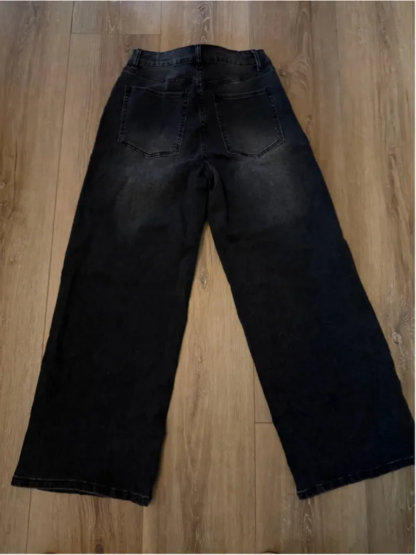 NEW Stretchy Jeans Pockets Adjustable Drawstring Elastic Waist 10 Black - Image 2