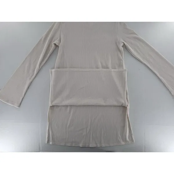 H&M Maternity Mama Long Sleeve Shirt Ribbed Basic Crewneck Minimalist Ivory - Image 12