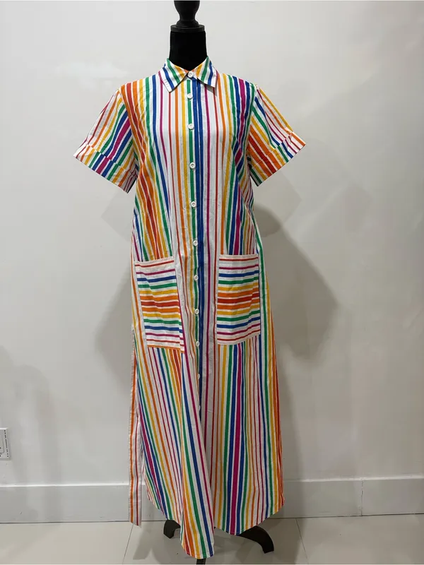 Christopher John Rogers for Target Rainbow Striped Short Sleeve Shirt Dress NWOT - Image 6