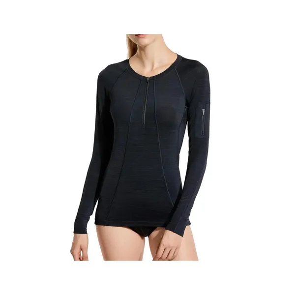 Athleta‎ Pacifica 1/4 Zip Long Sleeve Top Womens Medium Black Activewear Ruched - Image 10