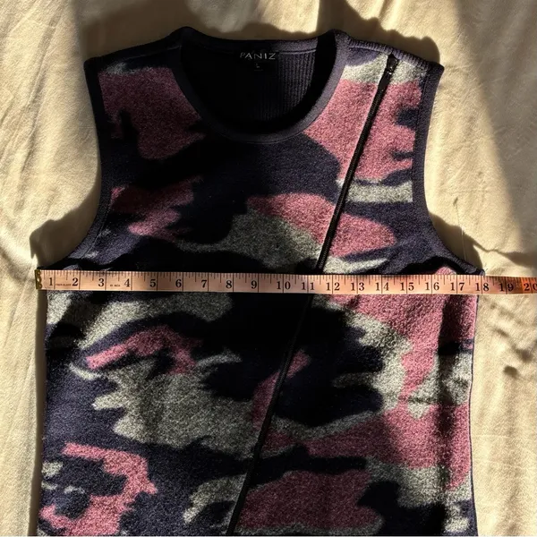 Paniz Wool Camouflage Asymmetrical Zip Vest Size Large - Image 6