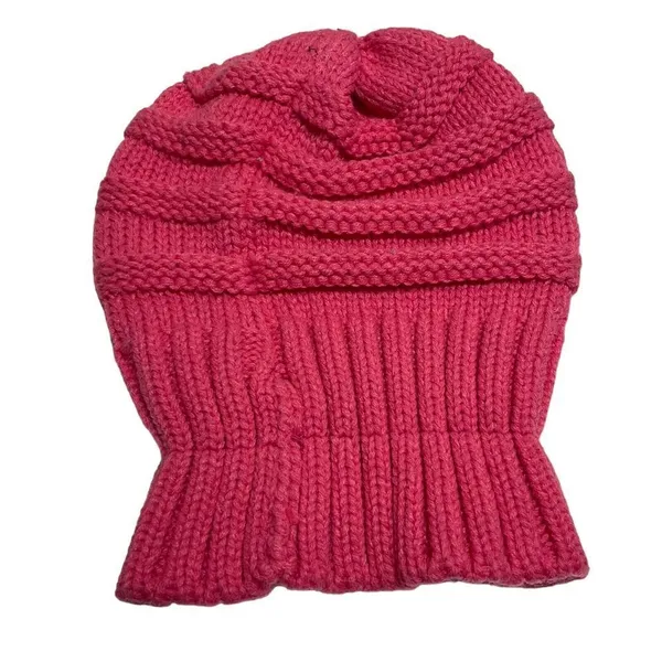 C.C Beanie Mixed Soft Yarn Ribbed Knit‎ Thick Warm Winter Hat Toboggan Pink - Image 2