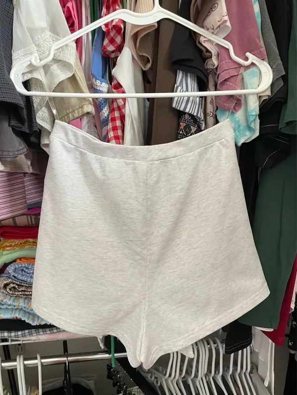 Boutique Grey Tie Front Shorts Gray - Image 3