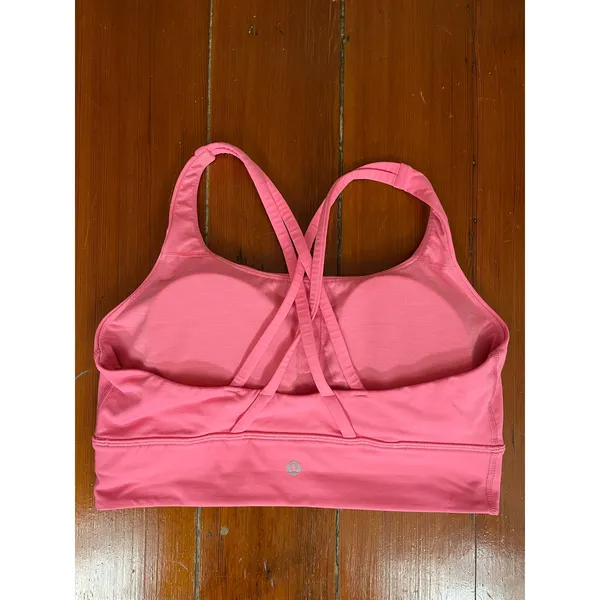 Lululemon Pink Strappy Back Longline Sports Bra Yoga Gym Activewear Medium - Image 5
