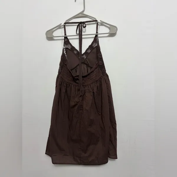 Wild Fable women’s Size Small Brown Halter Crochet Dress NWT(E46)✨ - Image 7