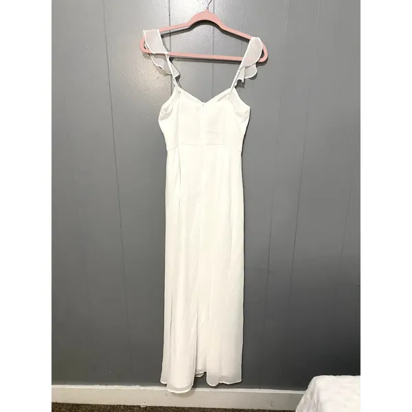 NWOT Lulus The Way to Love White Ruffled Cutout Summer Bridal Maxi Dress S - Image 5