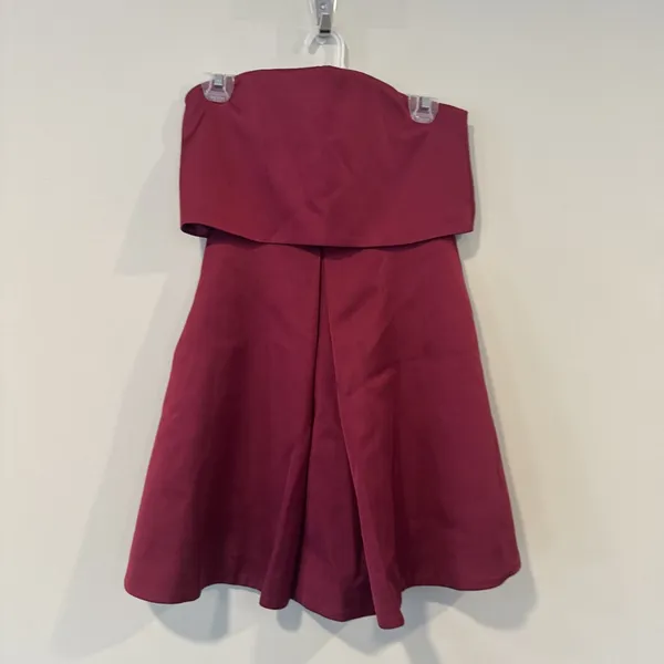 Anthropologie Keepsake Strapless Mini Cocktail Party Dress Red Plum XS 2860 - Image 4